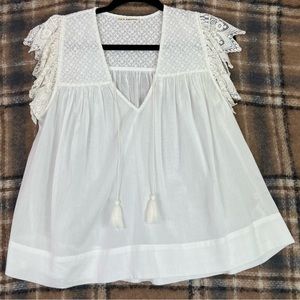 ULLA JOHNSON V-NECK NECK TIE TASSEL SIZE:4 COTTON BLEND